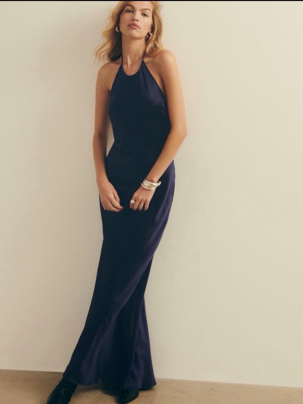 Reformation Jeany Silk Dress โ Navy